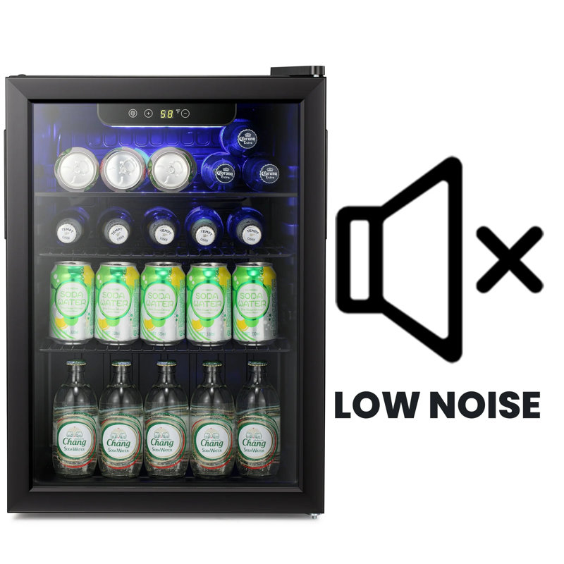 Black Freestanding Beverage Refrigerator Cooler with Glass Door