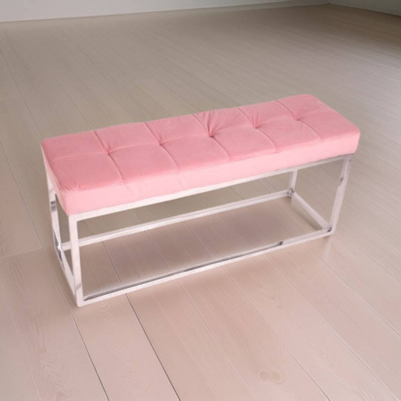 Banc rembourré en velours Chepstow, Rose, Argent