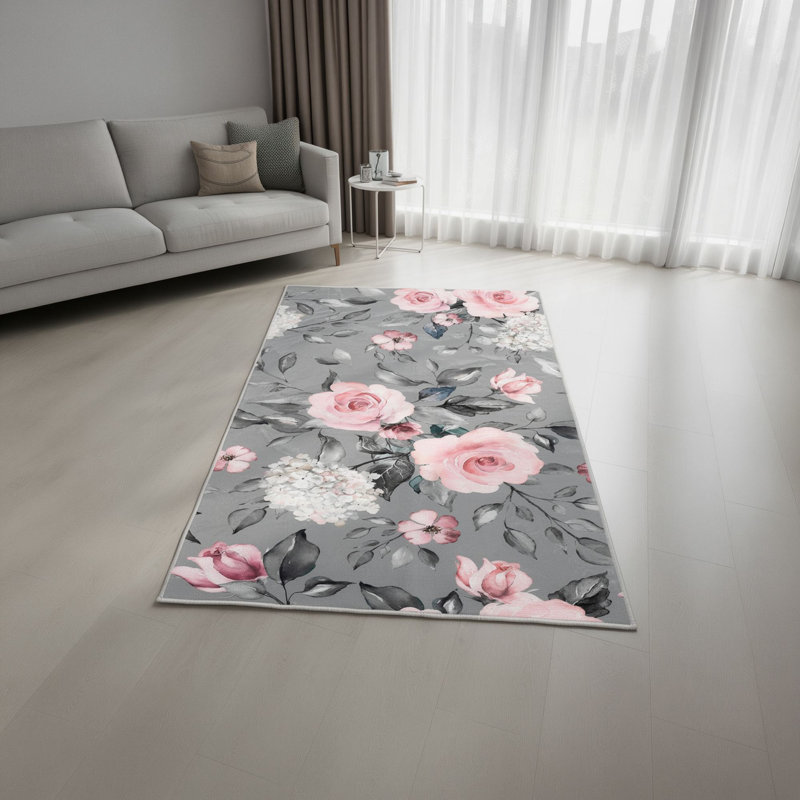 Elegant Hall Carpet, 3D Digital Print Design, 3.9 x 4.9 ft | 100% Polyester, Antibacterial, Non-Slip PVC Dot Underside, Pile Height: 0.04 in, Machine Washable, Perfect for Living Room & Entryway Decor