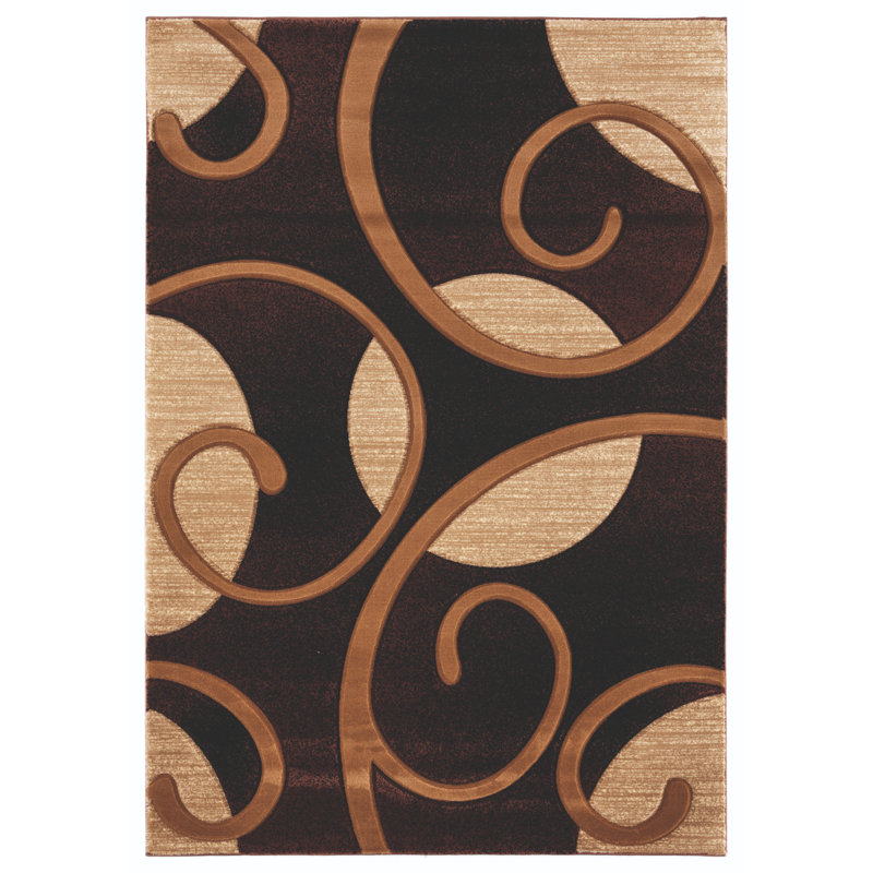 Tapis rectangulaire brun / beige tissé à la machine 5 pi 3 po x 7 pi 6 po Alfordsville