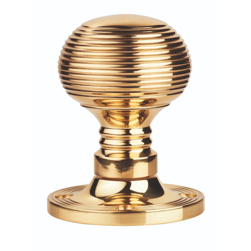 Queen Anne Double Dummy Door Knob, Polished Brass