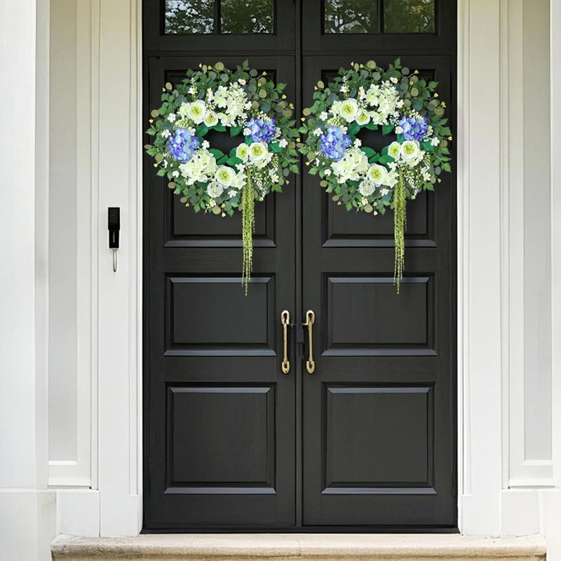 Couronne d'eucalyptus blanc et mauve 26 po