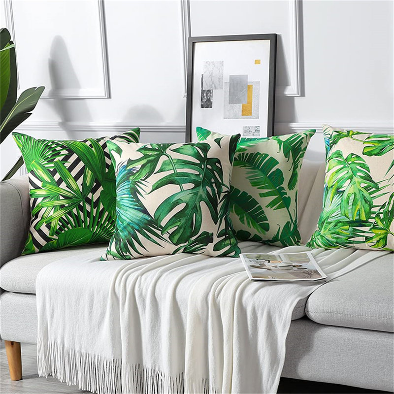 Widger Floral Green Square Throw Pillow Cover