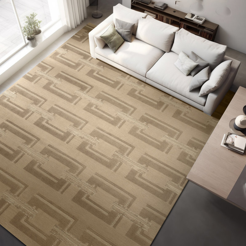 Tapis rectangulaire argent / beige, Rectangle 8 pi x 10 pi