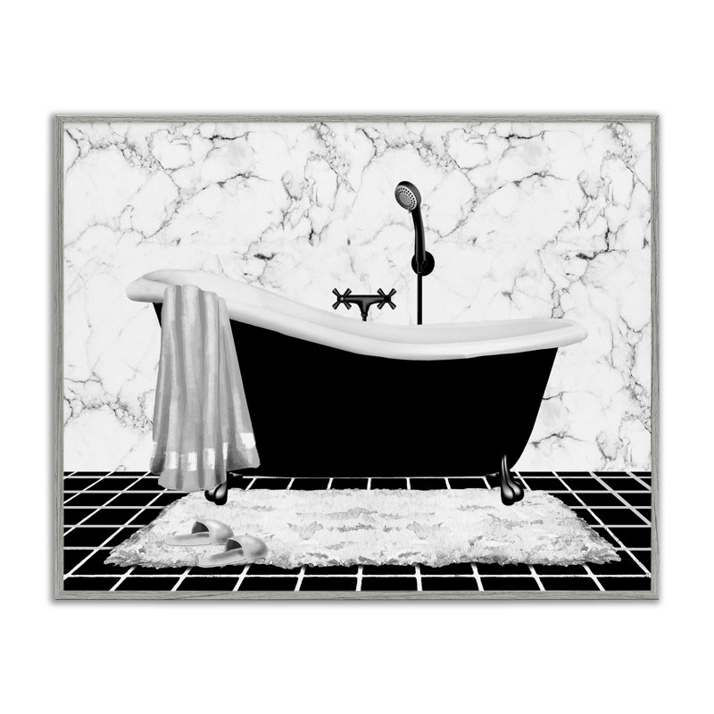 Art de giclée en marbre à motif de baignoire par Conrad Knutsen, H 16 po x l 20 po, Estampe numérique Farmhouse
