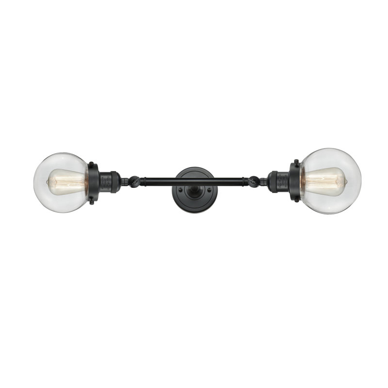 Clementina 2 - Light Dimmable Vanity Light, 6 Watt Vinage LED Bulb, Clear, Matte Black