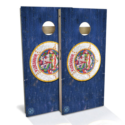 Minnesota Flag Cornhole Board Set | Includes (2) Boards, (8) Bags & Optional Accessories