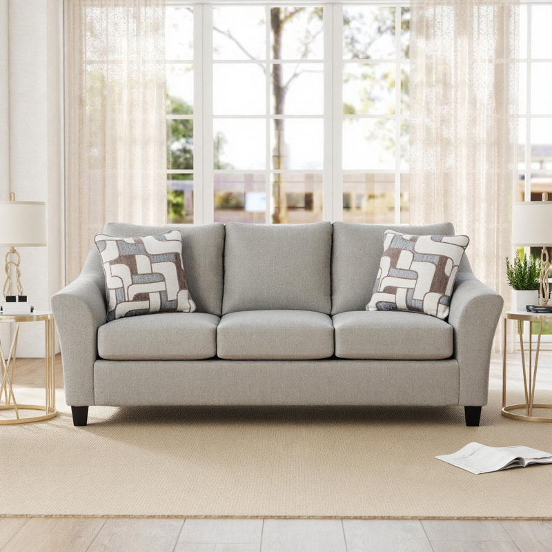 Canapé rond à accoudoirs évasés avec revêtement en chenille douce Roundhill Furniture Elaris, taupe