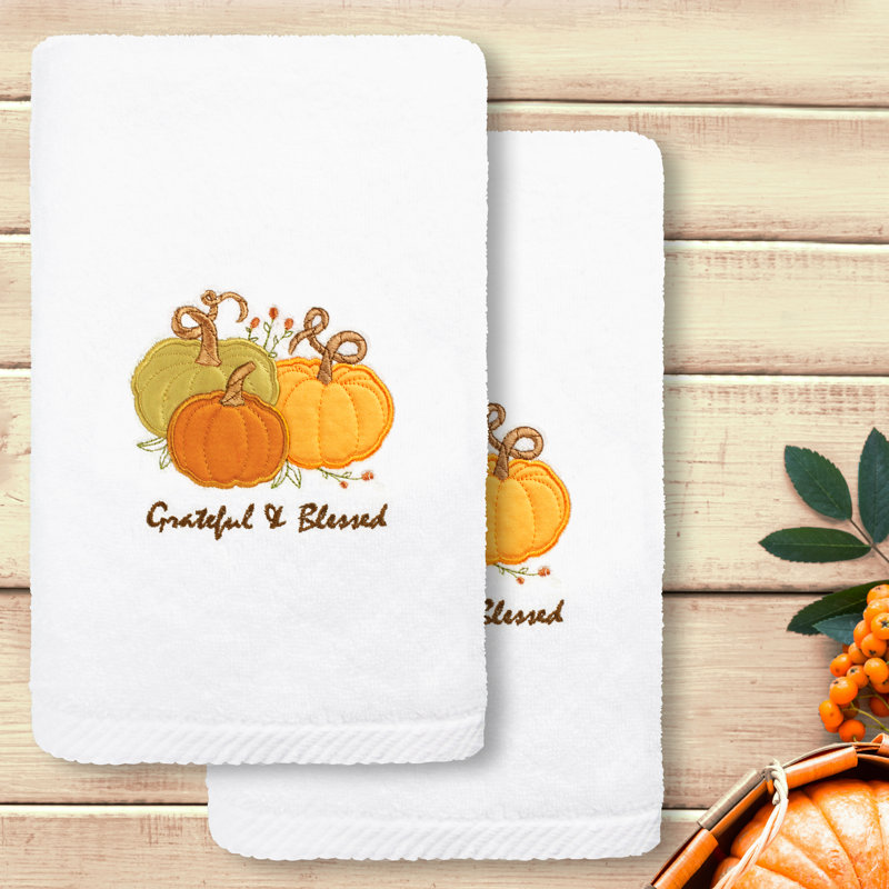  Essuie-mains en coton Grateful & Blessed, Blanc