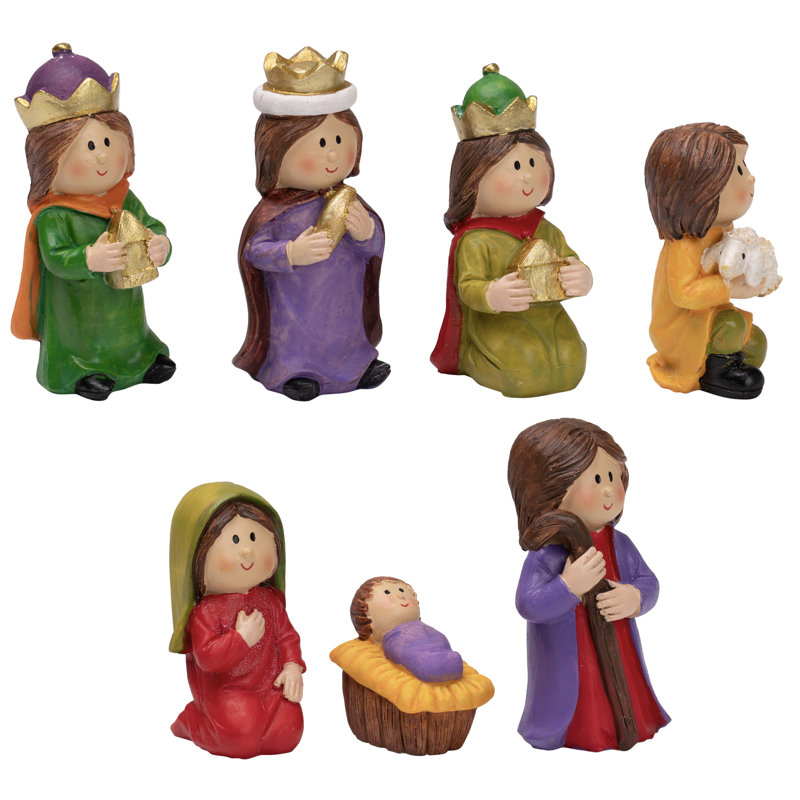 Ensemble de 7 mini-crèches de Noël pour enfants 7 pièces - 4 po - Multicolore