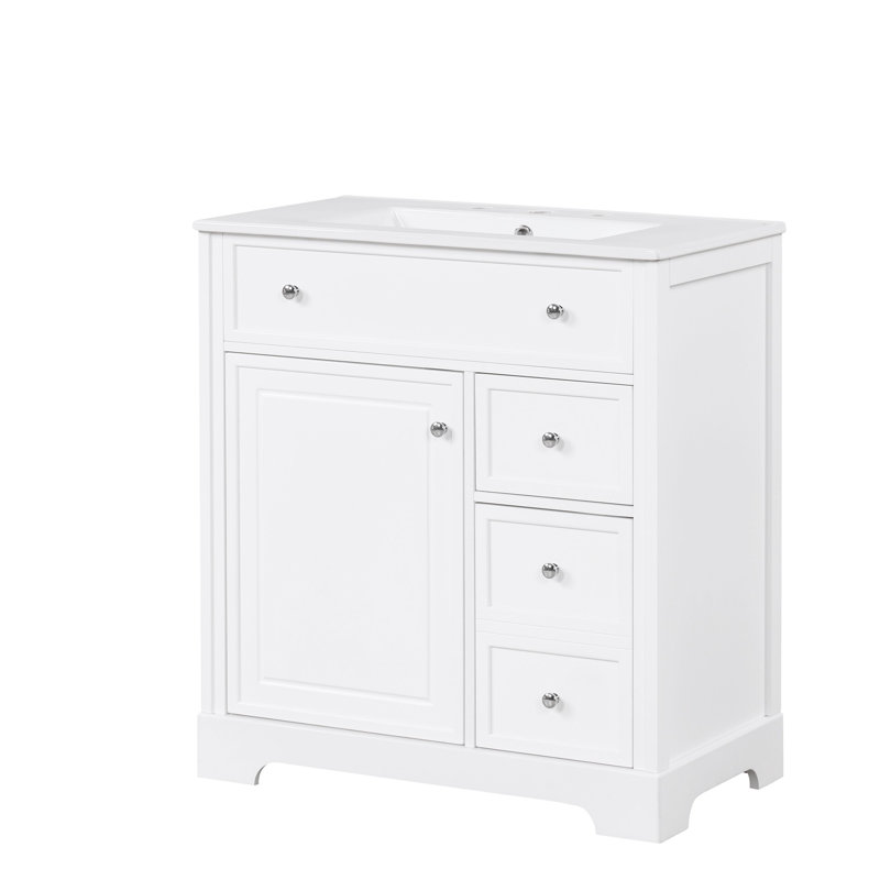 30-inch bathroom vanity with sink countertop, White