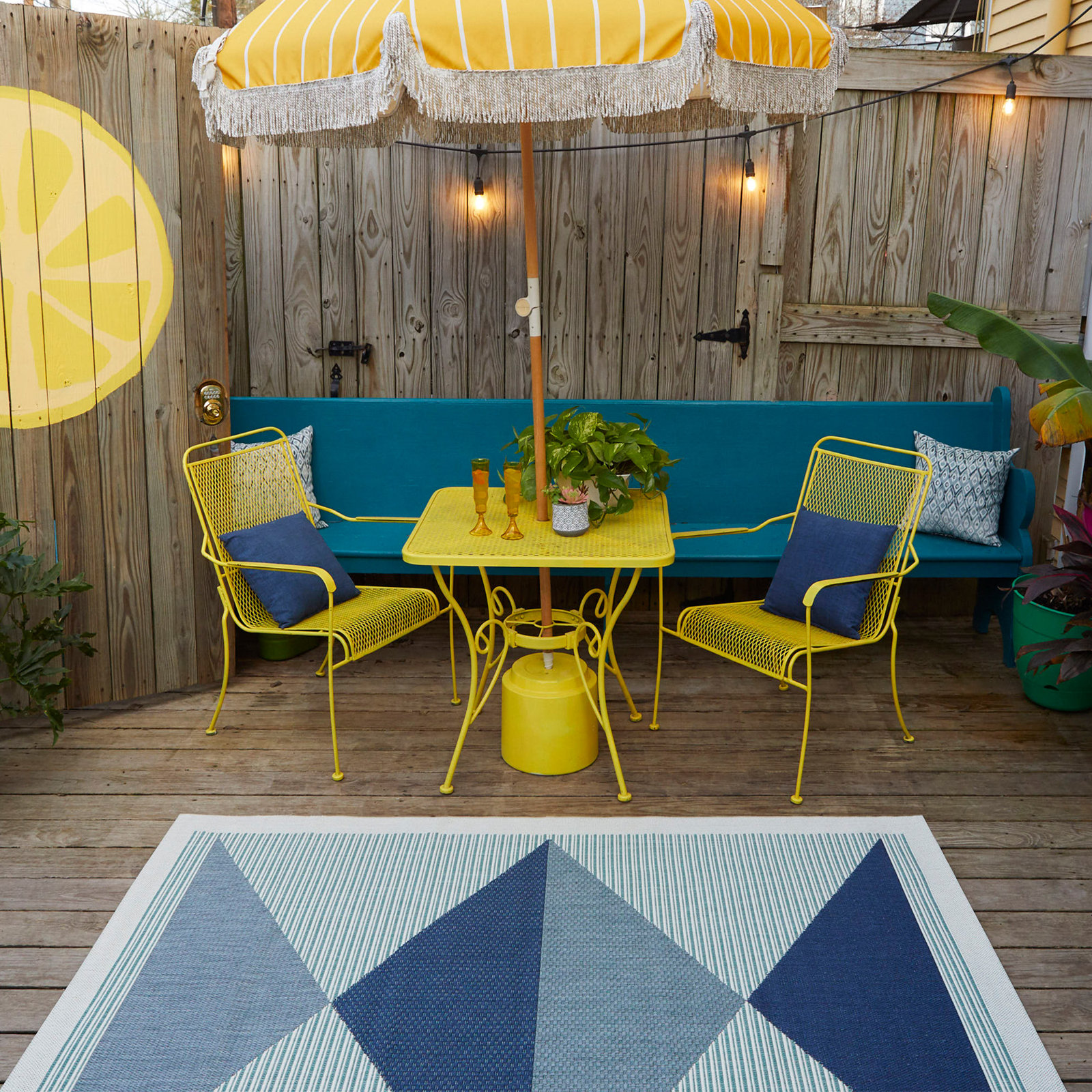 Navy Indoor/Outdoor Rug, Rectangle 5'3" x 7'