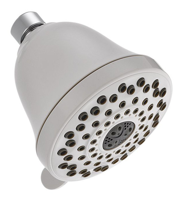 Universal Showering Components Multi Function Fixed Shower Head, White