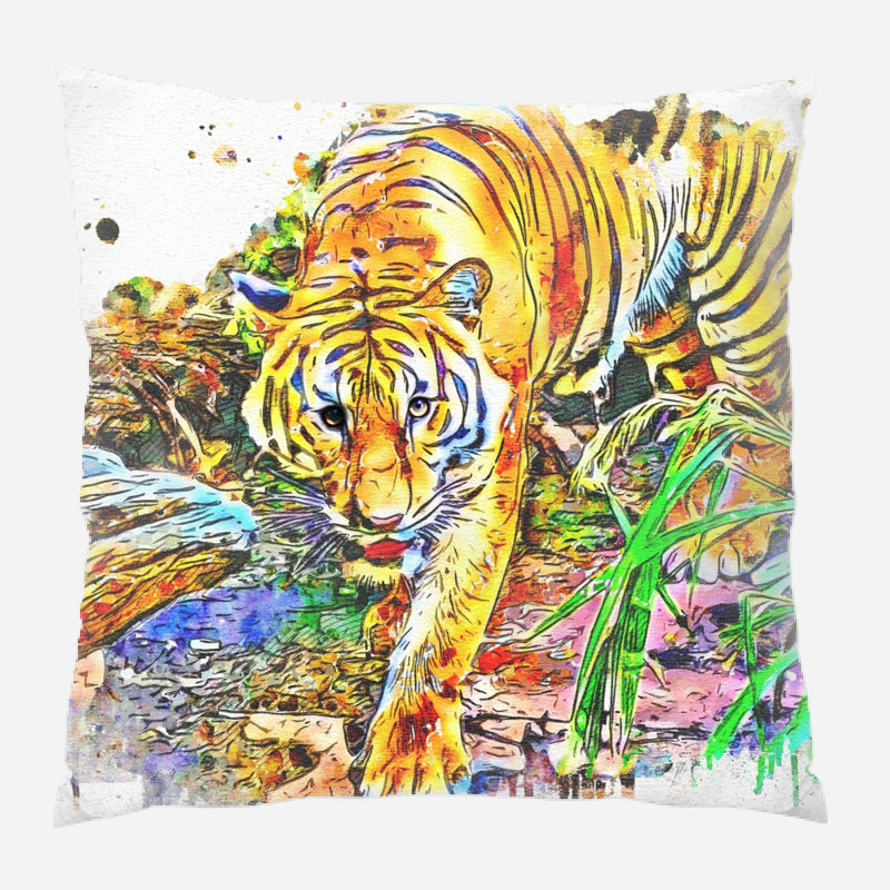  Tiger Throw Pillow, Microsuede, Indoor