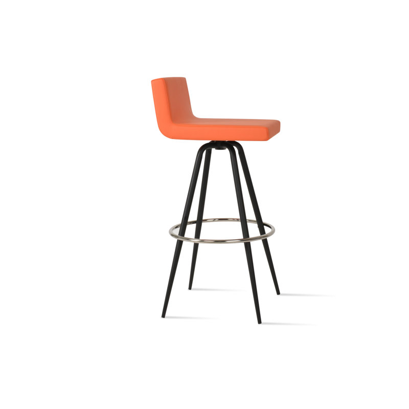 Dallas Max Swivel Stool, Bar Stool (29" Seat Height), Black, Orange