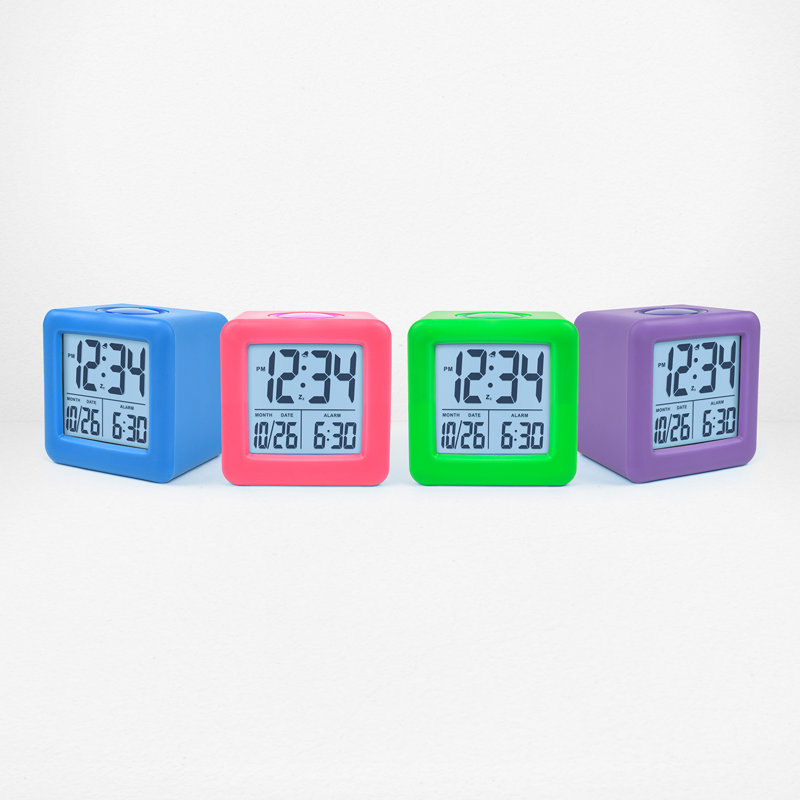 Digital Soft Cube Alarm Tabletop Clock in Pink