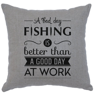 Coussin Wooded River Image - Jour de pêche - Gris lin