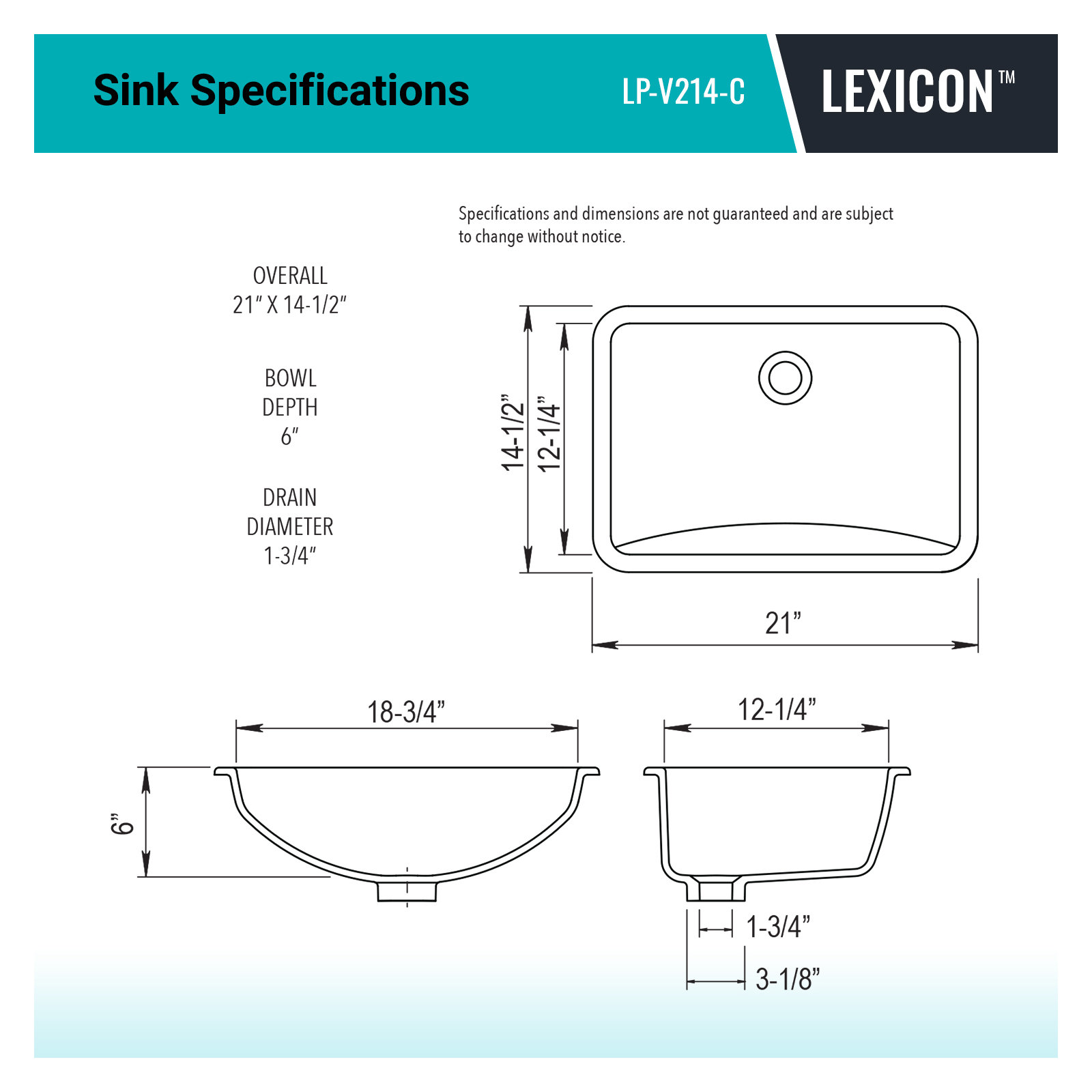 Lexicon Quartz Composite Rectangle Vanity Sink, Gray