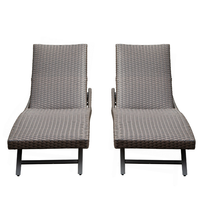 Chaise longue d'extérieur en osier 2 pièces