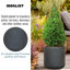 Black Concrete Effect Frostproof Outdoor Plant Pot, Garden Flower Pot, Cylinder Round Garden Planter with Drainage Holes, Outdoor Planter with Ribbed Pattern-1345823578