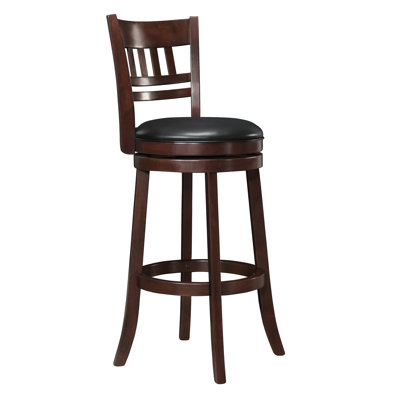 Chaise de bar pivotante à 360 degrés, bois massif teinté cerisier foncé, repose-pieds apaisant pour la salle à manger