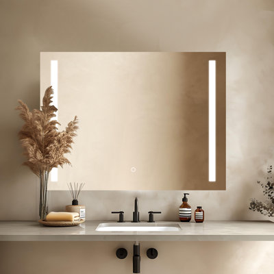 3 color temperature, front-illuminated led tempered glass bathroom mirror, UR approved and LTL professional certified