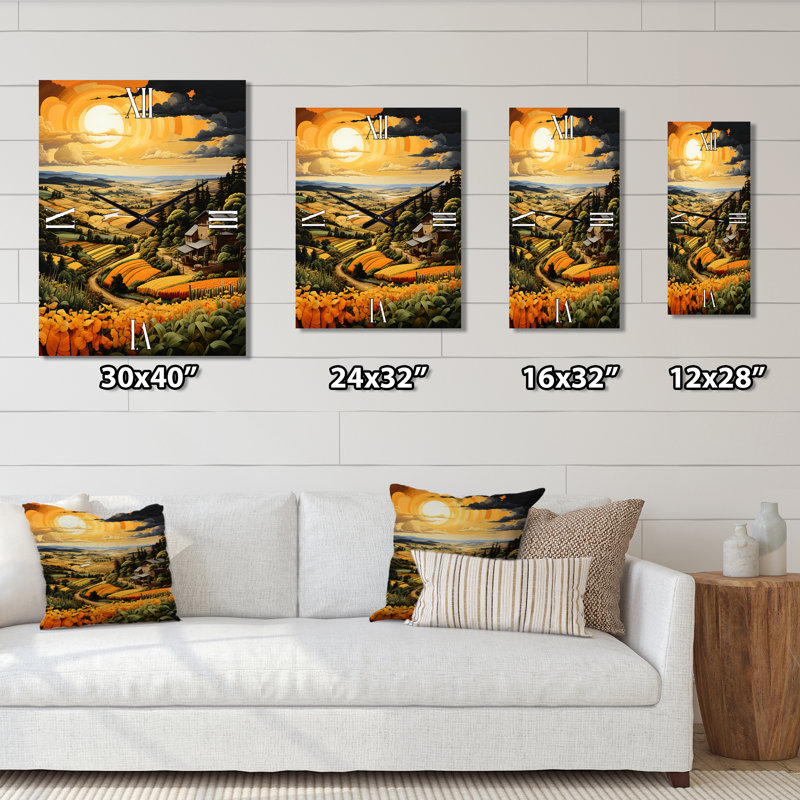 Horloge murale Farm Harvest Symphony Pastoral IV - Landscape & Nature, H 28 po x l 12 po x P 1 po