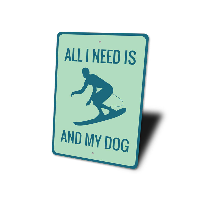 Signe surf et mon chien, H 14 po x l 10 po x P 0,04 po
