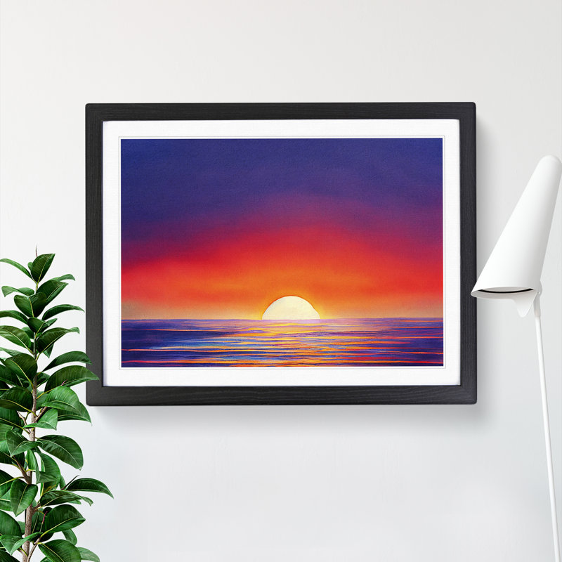 XH1022-4613X Harmonious Sunset Seascape - Single Picture Frame Painting, Black, 46cm H x 64cm W x 2cm D