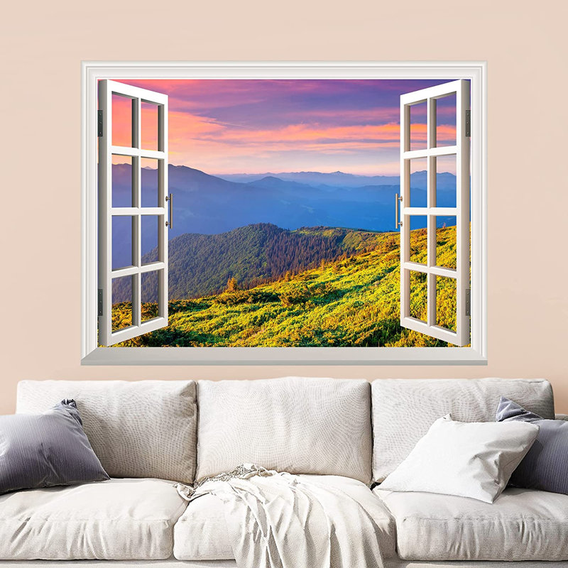 Murale chaîne de montagnes au lever du soleil, L 32 po x l 24 po