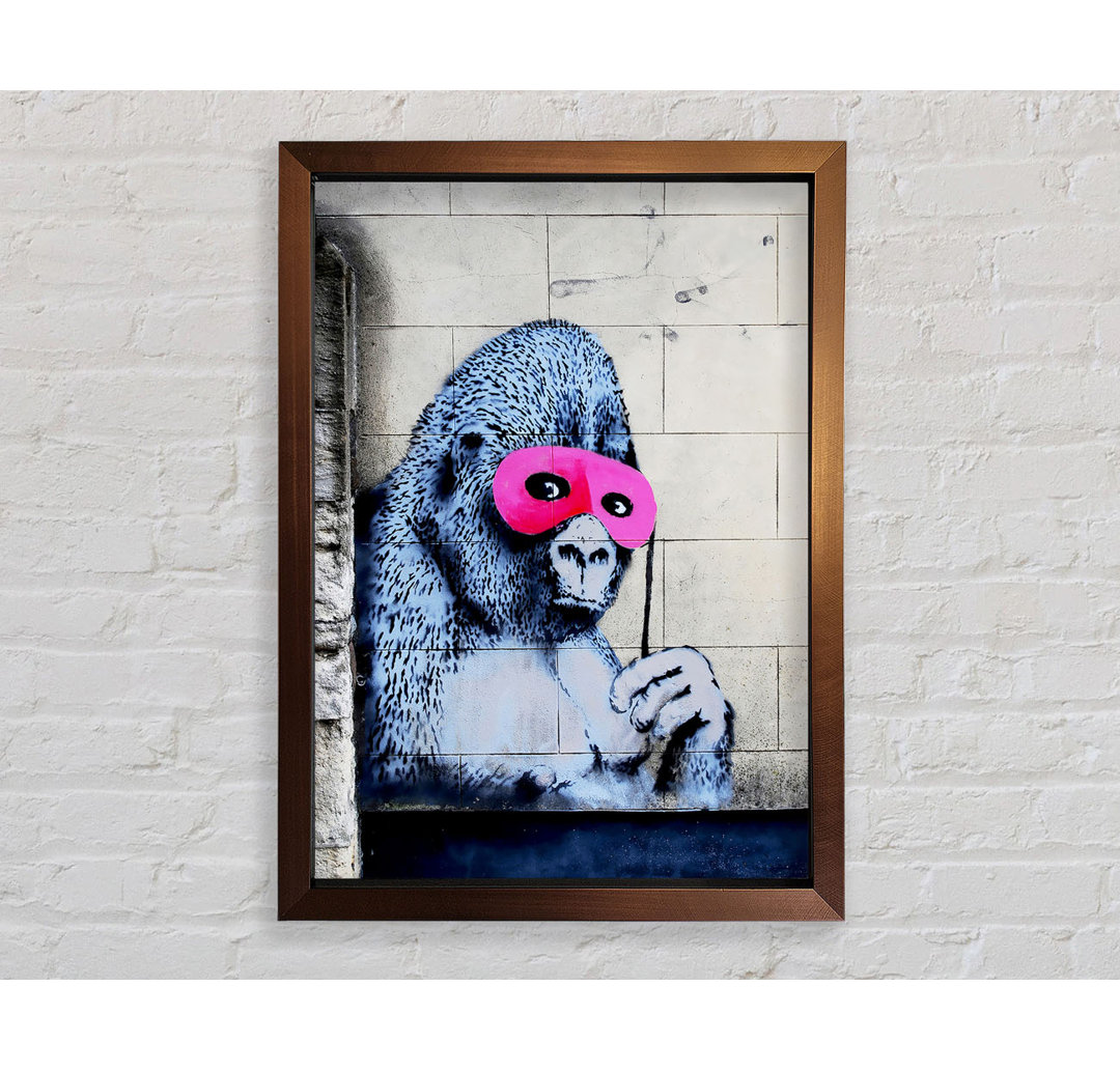 Gerahmtes Leinwandbild Pink Gorilla Mask