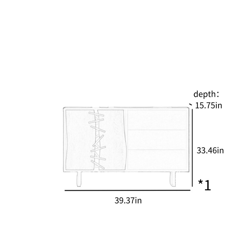 Armoire d'appoint Minimal Black, H 33,46 po x l 39,37 po x P 15,75 po