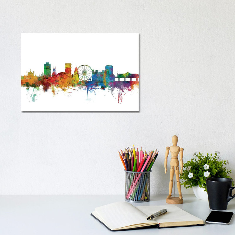 Brighton, England Skyline by Michael Tompsett - Wrapped Canvas Gallery-Wrapped Canvas Giclée, 20.32 cm H x 30.48 cm W