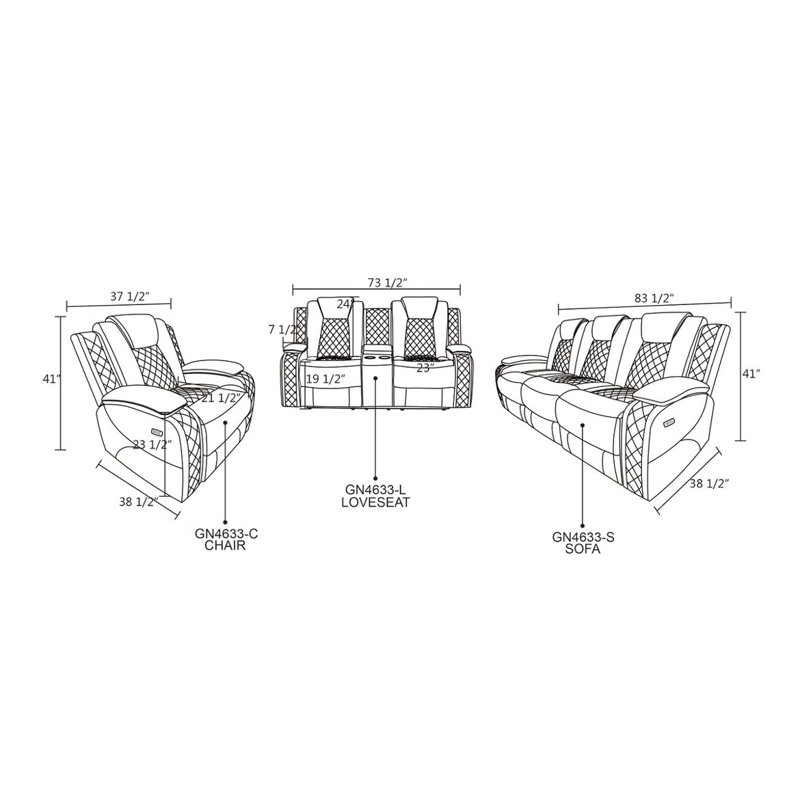 Canapé inclinable électrique en similicuir avec console rabattable et recharge sans fil, Brun