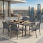 Ensemble de salle à manger de patio en aluminium 7 pièces avec chaises en textilène