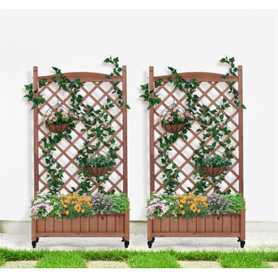 Lit de jardin surélevé avec treillis, paquet de 2