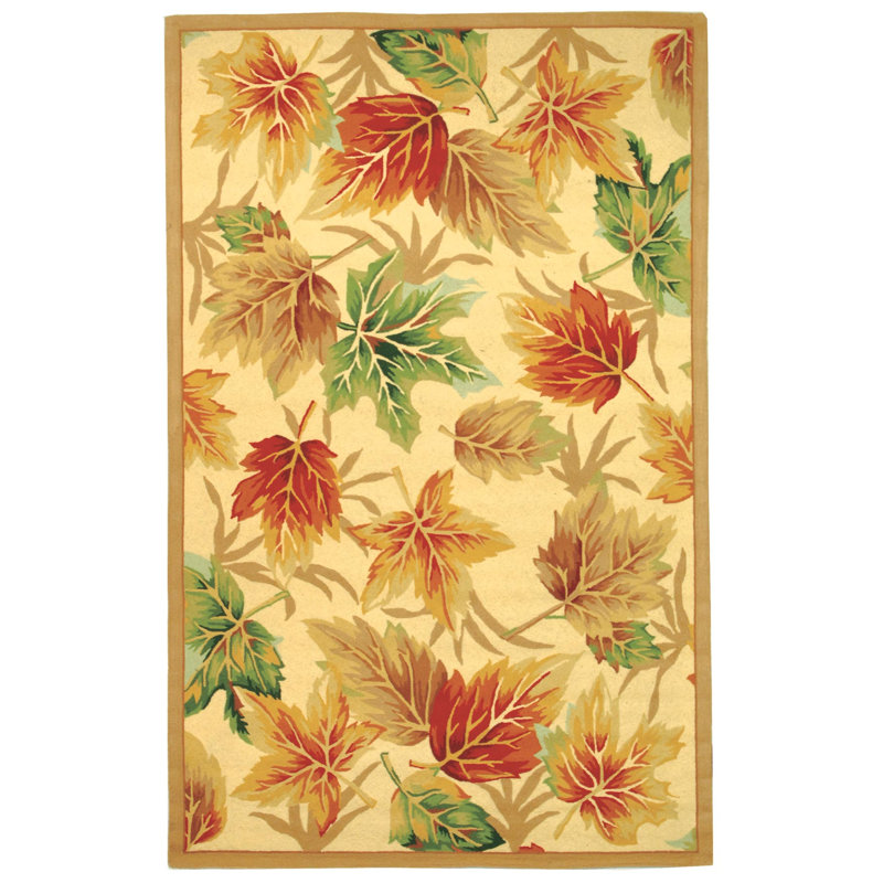 Kinchen Hand Hooked Wool Pile Rug, Rectangle 3'9" x 5'9"