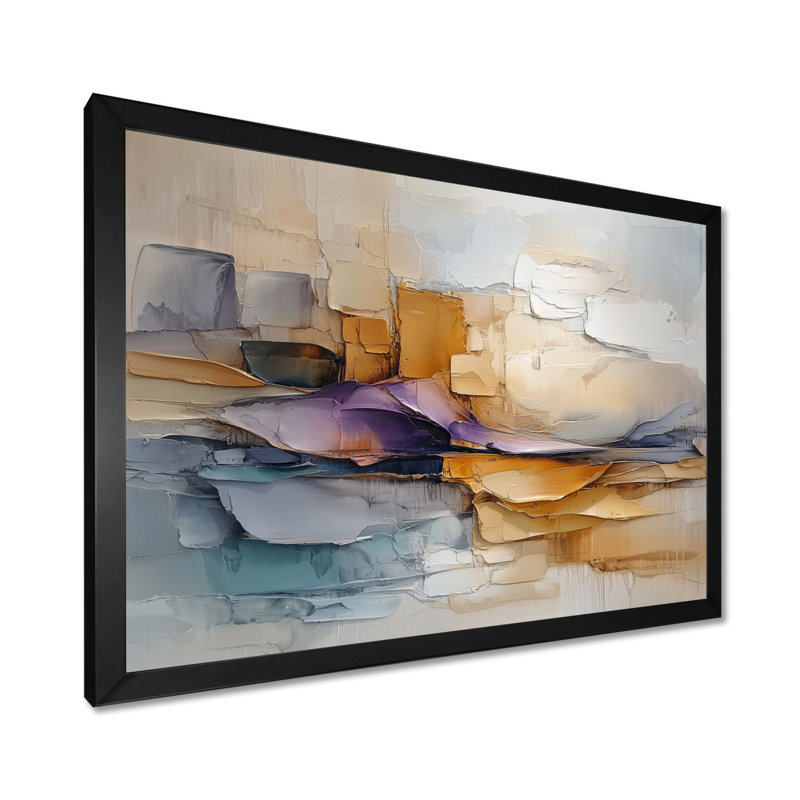 Omme - Abstract Wall Art, Single Picture Framed, Black, 12" H x 20" W