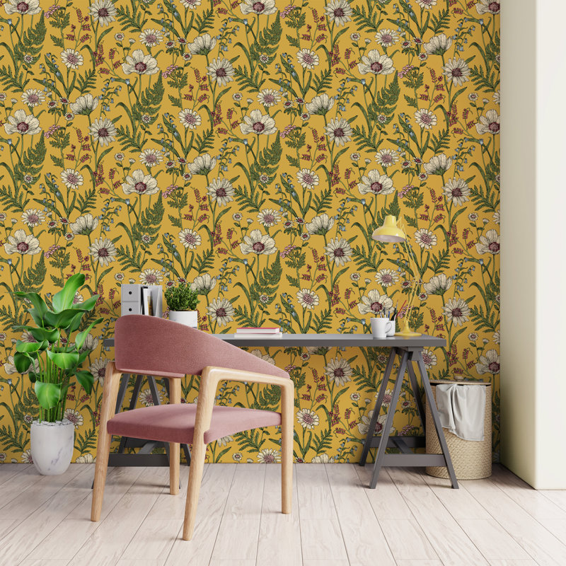 Wild Meadow Botanical Wallpaper, Yellow