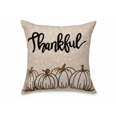 Coussin «Thankful Pumpkin Applique Harvest», 14 par 14 pouces