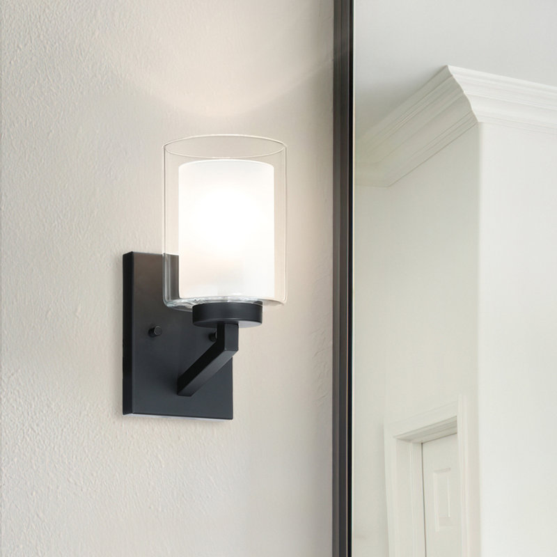 Applique murale articulée en nickel brossé à 1 lumière à intensité variable, Noir mat