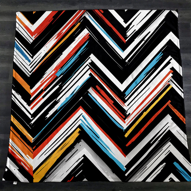 Jeté , L 51 po x L 60 po, Chevrons, Multicolore