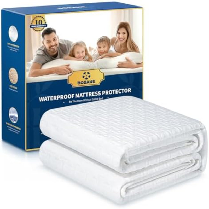 Premium 100% Waterproof Full Mattress Protector Breathable Cooling 3D Air Fabric Mattress Cover Smooth Soft Hypoallergenic Noiseless Bed Cover Machine Washable Vinyl Free 8-21'' Deep Pocket