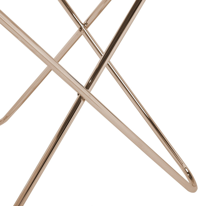 Krista Glass Top Cross Legs End Table, Black/Gold