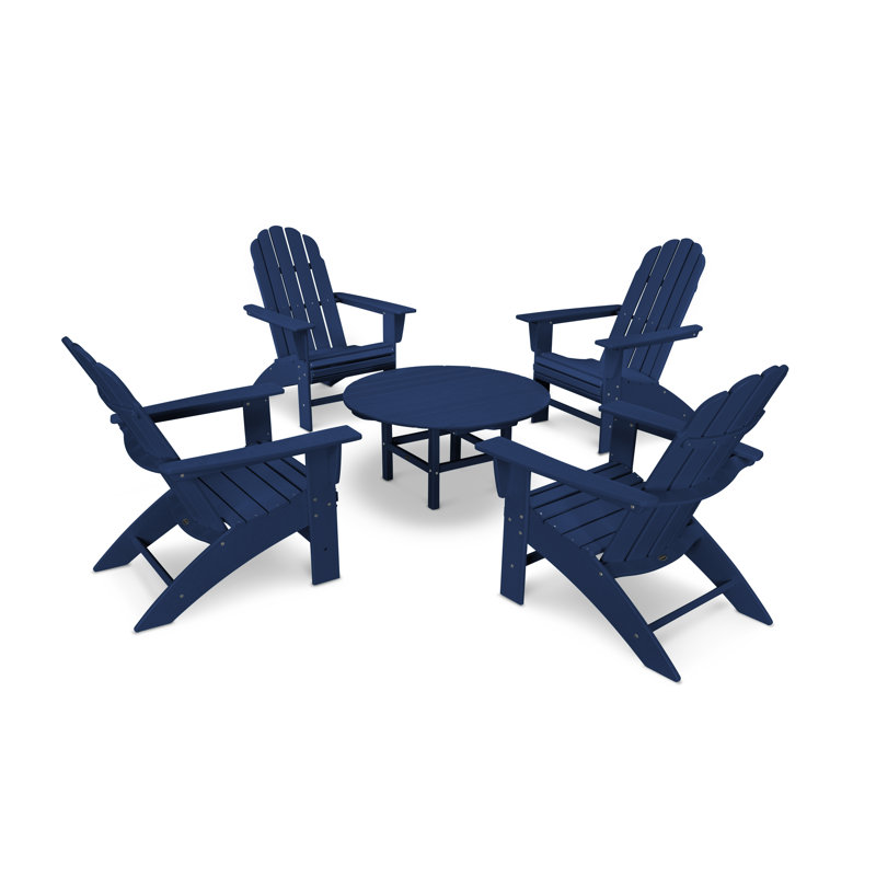 POLYWOOD Vineyard 5-Piece Oversized Adirondack Set, Navy