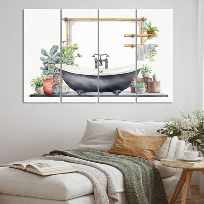 «Natural Bathroom Decor II», reproduction sur toile 4 pièces