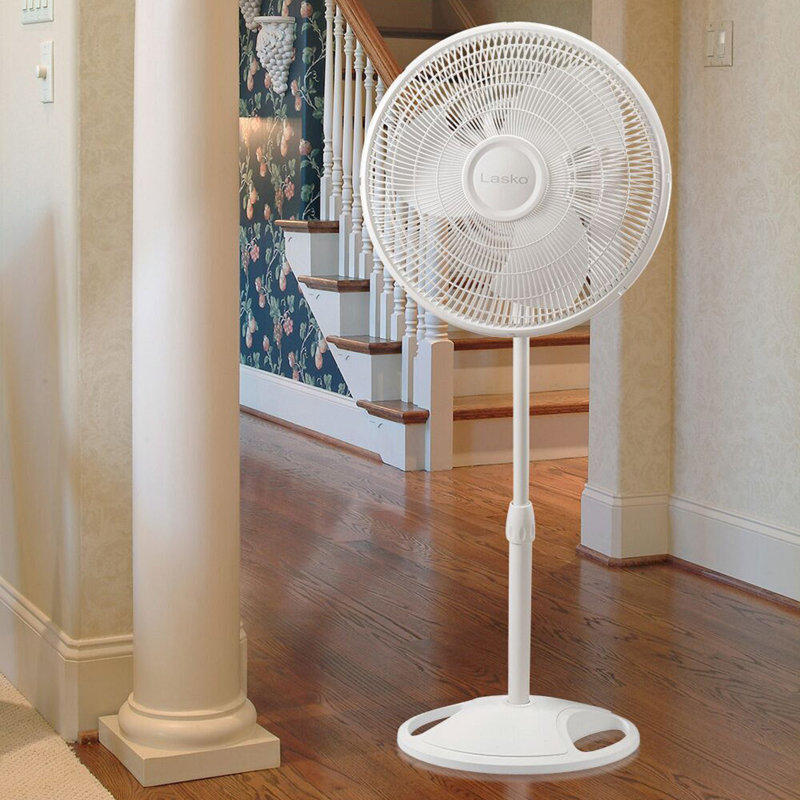 16" Oscillating Standing Fan, White