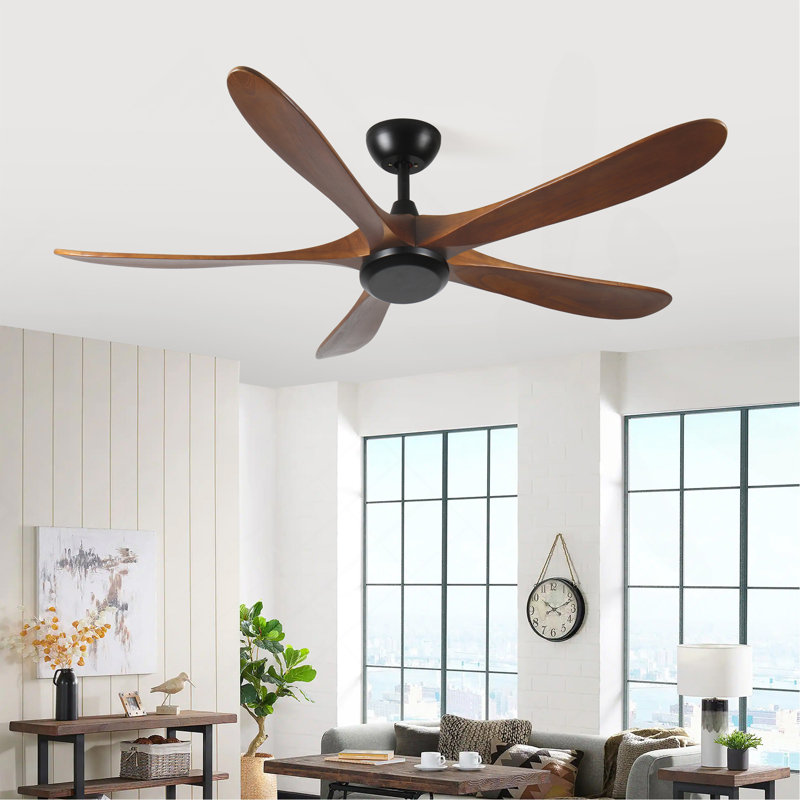 Ventilateur de plafond en bois 62 pouces sans lumière avec télécommande