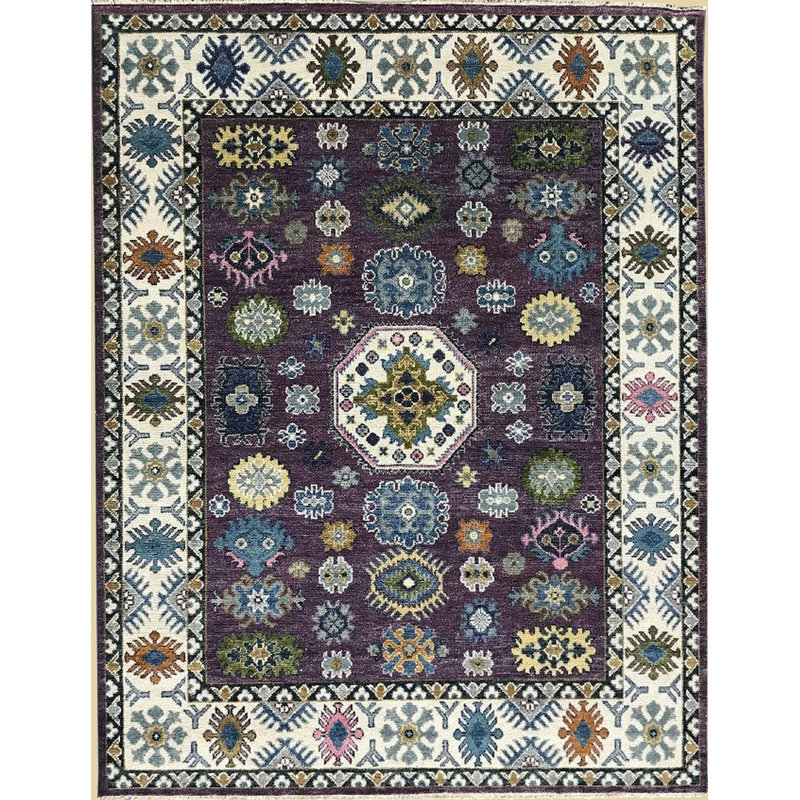 Tapis mauve en laine noué à la main, Rectangle 9 pi x 12 pi
