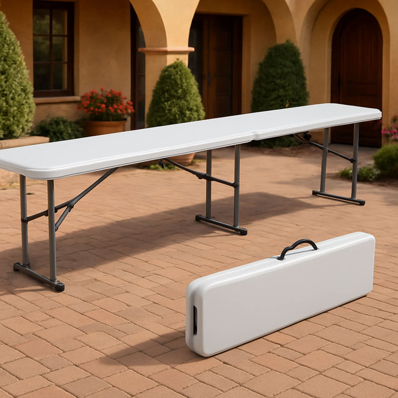 Siège de camping pliable de 6 pieds en PEHD blanc, paquet de 1
